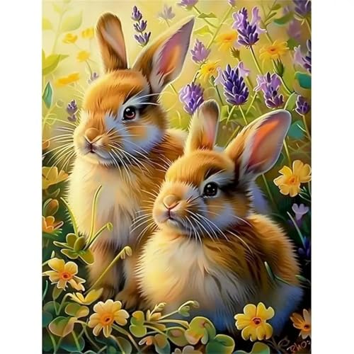 Puzzle 1000 Teile Erwachsene,Framed Kaninchen Blumen Puzzles für Lernspiel Herausforderungsspielzeug 1000 Teile Puzzles für Erwachsene Kinder Geschenk Moderne Wohnkultur von Zuooyi