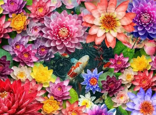Puzzle 1000 Teile Erwachsene,Framed Karpfenblume Puzzles für Lernspiel Herausforderungsspielzeug 1000 Teile Puzzles für Erwachsene Kinder Geschenk Moderne Wohnkultur von Zuooyi