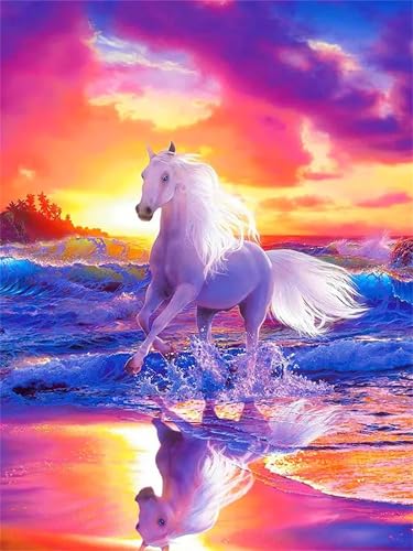 Puzzle 1000 Teile Erwachsene,Framed Pferde am Meer Puzzles für Lernspiel Herausforderungsspielzeug 1000 Teile Puzzles für Erwachsene Kinder Geschenk Moderne Wohnkultur von Zuooyi