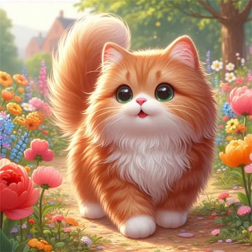 Puzzle 1000 Teile Garten Orange Katze,Puzzles für Erwachsene 1000 Teile EIN Herausforderndes Geschicklichkeitsspiel,DIY Puzzlespiele für Die Ganze Familie,Männer Frauen für Geschenk von Zuooyi