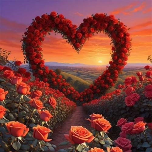 Puzzle 1000 Teile Herzförmige Rose,Puzzles für Erwachsene 1000 Teile EIN Herausforderndes Geschicklichkeitsspiel,DIY Puzzlespiele für Die Ganze Familie,Männer Frauen für Geschenk von Zuooyi