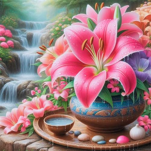 Puzzle 1000 Teile Regen Wasserfall Lilie,Puzzles für Erwachsene 1000 Teile EIN Herausforderndes Geschicklichkeitsspiel,DIY Puzzlespiele für Die Ganze Familie,Männer Frauen für Geschenk von Zuooyi