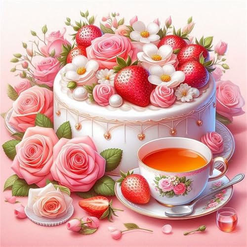Puzzle 1000 Teile Rosen-Erdbeer-Kuchen,Puzzles für Erwachsene 1000 Teile EIN Herausforderndes Geschicklichkeitsspiel,DIY Puzzlespiele für Die Ganze Familie,Männer Frauen für Geschenk von Zuooyi