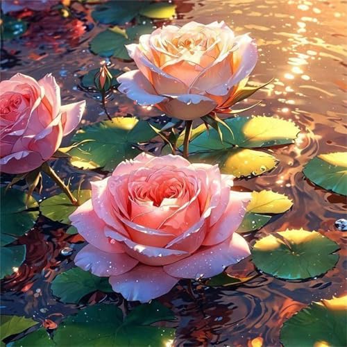 Puzzle 1000 Teile Rosen-Sonnenteich,Puzzles für Erwachsene 1000 Teile EIN Herausforderndes Geschicklichkeitsspiel,DIY Puzzlespiele für Die Ganze Familie,Männer Frauen für Geschenk von Zuooyi