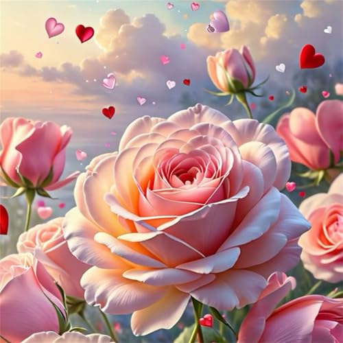 Puzzle 1000 Teile Rosenrotes Herz,Puzzles für Erwachsene 1000 Teile EIN Herausforderndes Geschicklichkeitsspiel,DIY Puzzlespiele für Die Ganze Familie,Männer Frauen für Geschenk von Zuooyi