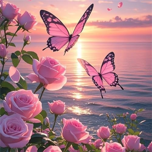Puzzle 1000 Teile Schmetterling Rosa Meer,Puzzles für Erwachsene 1000 Teile EIN Herausforderndes Geschicklichkeitsspiel,DIY Puzzlespiele für Die Ganze Familie,Männer Frauen für Geschenk von Zuooyi