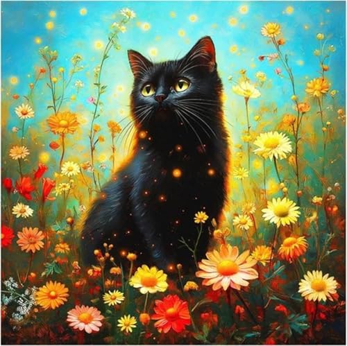 Puzzle 1000 Teile Schwarze Katzenblume,Puzzles für Erwachsene 1000 Teile EIN Herausforderndes Geschicklichkeitsspiel,DIY Puzzlespiele für Die Ganze Familie,Männer Frauen für Geschenk von Zuooyi