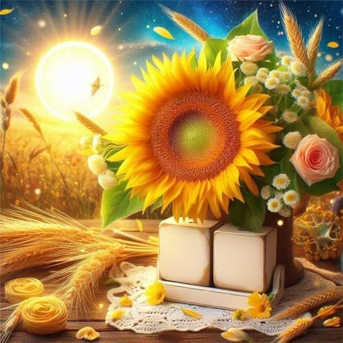 Puzzle 1000 Teile Sonnenblumen Weizen Mond,Puzzles für Erwachsene 1000 Teile EIN Herausforderndes Geschicklichkeitsspiel,DIY Puzzlespiele für Die Ganze Familie,Männer Frauen für Geschenk von Zuooyi
