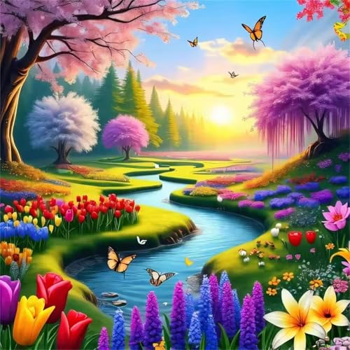 Puzzle 1000 Teile Sunset River Tulpen,Puzzles für Erwachsene 1000 Teile EIN Herausforderndes Geschicklichkeitsspiel,DIY Puzzlespiele für Die Ganze Familie,Männer Frauen für Geschenk von Zuooyi