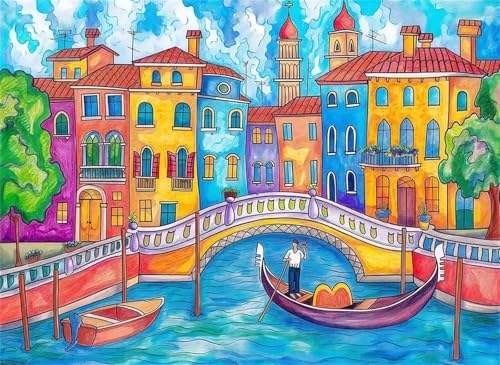 Puzzle 120,Puzzles für Erwachsene,Cartoon Venedig Puzzles für Kinder DIY Kit Holzspielzeug Unique Gift Home Decor Framed von Zuooyi