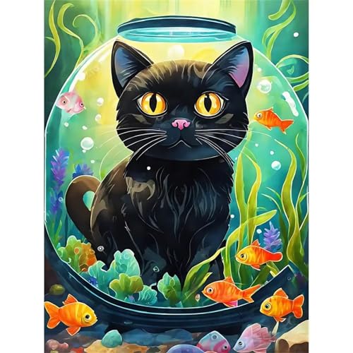 Puzzle 120,Puzzles für Erwachsene,Goldfisch Schwarze Katze Puzzles für Kinder DIY Kit Holzspielzeug Unique Gift Home Decor Frameless von Zuooyi