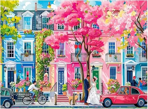 Puzzle 120,Puzzles für Erwachsene,Hochzeitsstraße Puzzles für Kinder DIY Kit Holzspielzeug Unique Gift Home Decor Framed von Zuooyi