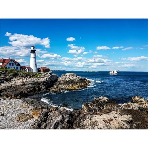 Puzzle 120,Puzzles für Erwachsene,Leuchtturm am Meer Puzzles für Kinder DIY Kit Holzspielzeug Unique Gift Home Decor Framed Puzzle 120,Puzzles für Erwachsene,Leuchtturm am Meer Puzzles für Kinder DIY Kit Holzspielzeug Unique Gift Home Decor Framed von Zuooyi