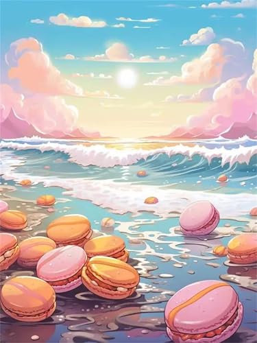 Puzzle 120,Puzzles für Erwachsene,Makronen am Meer Puzzles für Kinder DIY Kit Holzspielzeug Unique Gift Home Decor Framed von Zuooyi