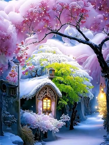 Puzzle 120,Puzzles für Erwachsene,Schneehausbaum Puzzles für Kinder DIY Kit Holzspielzeug Unique Gift Home Decor Framed von Zuooyi