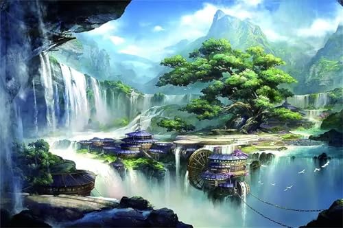 Puzzle 120,Puzzles für Erwachsene,Wasserfall-Baumhöhle Puzzles für Kinder DIY Kit Holzspielzeug Unique Gift Home Decor Frameless von Zuooyi