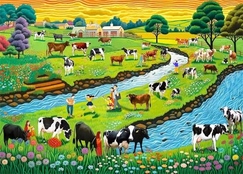 Puzzle 120,Puzzles für Erwachsene,Weideland Puzzles für Kinder DIY Kit Holzspielzeug Unique Gift Home Decor Framed von Zuooyi