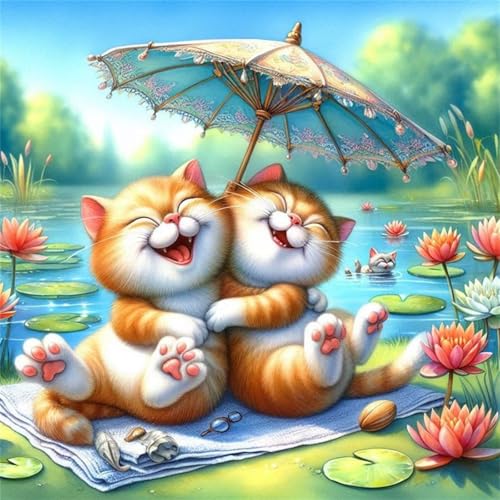 Puzzle 120 Teile Erwachsene 45x45cm Glücklicher Katzenteich,Jigsaw Puzzle Erwachsene 120 Teile Lernspiel Herausforderung Spielzeug,High Difficulty Impossible Puzzles für Home Dekoration von Zuooyi