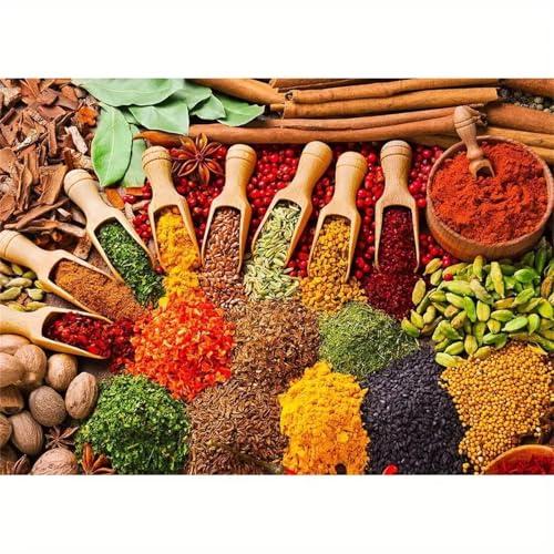 Puzzle 1200,Puzzles für Erwachsene,Bunte Gewürze Puzzles für Kinder DIY Kit Holzspielzeug Unique Gift Home Decor Framed von Zuooyi