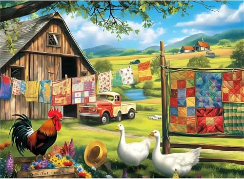 Puzzle 1200,Puzzles für Erwachsene,Ländliche Hühner Gänse Puzzles für Kinder DIY Kit Holzspielzeug Unique Gift Home Decor Frameless von Zuooyi
