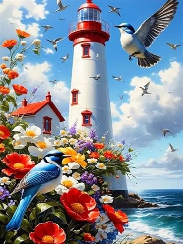Puzzle 1200,Puzzles für Erwachsene,Leuchtturm-Vögel Puzzles für Kinder DIY Kit Holzspielzeug Unique Gift Home Decor Framed von Zuooyi