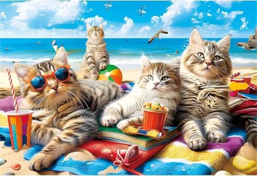 Puzzle 1200,Puzzles für Erwachsene,Strand Möwe Katze Puzzles für Kinder DIY Kit Holzspielzeug Unique Gift Home Decor Framed Puzzle 1200,Puzzles für Erwachsene,Strand Möwe Katze Puzzles für Kinder DIY Kit Holzspielzeug Unique Gift Home Decor Framed von Zuooyi