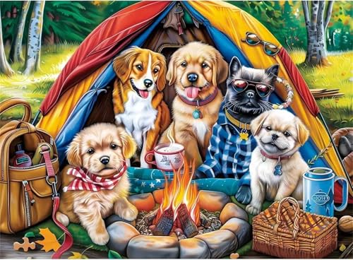 Puzzle 1200,Puzzles für Erwachsene,Zelthund-Lagerfeuer Puzzles für Kinder DIY Kit Holzspielzeug Unique Gift Home Decor Framed Puzzle 1200,Puzzles für Erwachsene,Zelthund-Lagerfeuer Puzzles für Kinder DIY Kit Holzspielzeug Unique Gift Home Decor Framed von Zuooyi