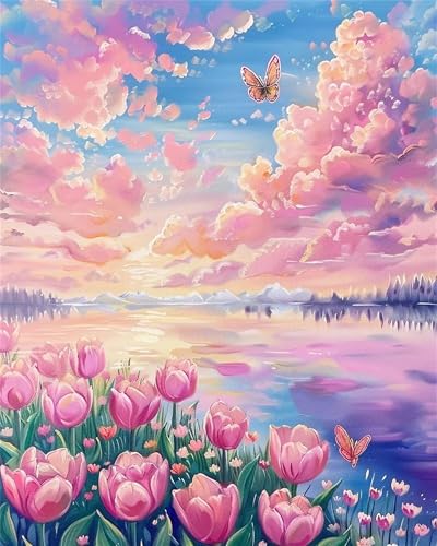Puzzle 200,Puzzles für Erwachsene,Tulpenseen Puzzles für Kinder DIY Kit Holzspielzeug Unique Gift Home Decor Framed von Zuooyi