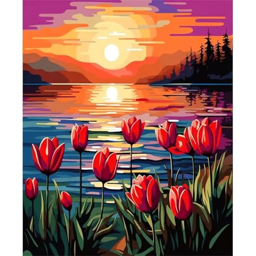 Puzzle 200 Teile Erwachsene,Frameless Rote Tulpen Puzzles für Lernspiel Herausforderungsspielzeug 200 Teile Puzzles für Erwachsene Kinder Geschenk Moderne Wohnkultur von Zuooyi