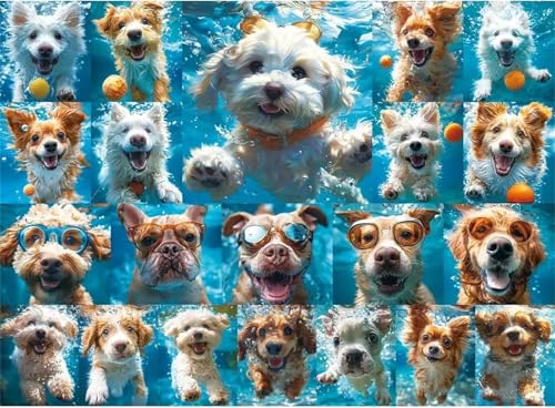 Puzzle 200 Teile Erwachsene,Frameless Schwimmender Hund Puzzles für Lernspiel Herausforderungsspielzeug 200 Teile Puzzles für Erwachsene Kinder Geschenk Moderne Wohnkultur von Zuooyi