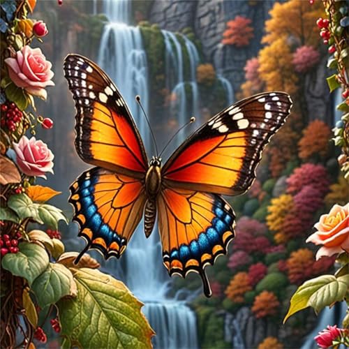 Puzzle 200 Teile Wasserfall Blume Schmetterling,Puzzles für Erwachsene 200 Teile EIN Herausforderndes Geschicklichkeitsspiel,DIY Puzzlespiele für Die Ganze Familie,Männer Frauen für Geschenk von Zuooyi