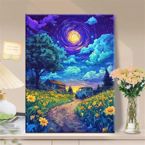 Puzzle 300,Puzzles für Erwachsene,Landstraßen bei Nacht Puzzles für Kinder DIY Kit Holzspielzeug Unique Gift Home Decor Frameless von Zuooyi