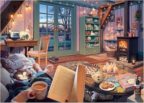 Puzzle 300 Teile Erwachsene,Framed Gemütliches Schlafzimmer Puzzles für Lernspiel Herausforderungsspielzeug 300 Teile Puzzles für Erwachsene Kinder Geschenk Moderne Wohnkultur von Zuooyi