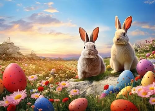 Puzzle 300 Teile Erwachsene,Frameless Kaninchen-Eierwiese Puzzles für Lernspiel Herausforderungsspielzeug 300 Teile Puzzles für Erwachsene Kinder Geschenk Moderne Wohnkultur von Zuooyi