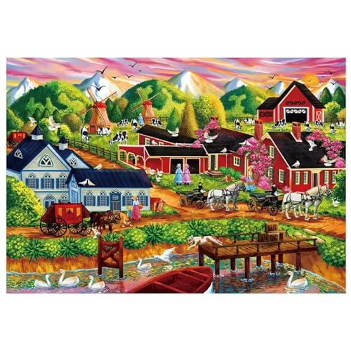 Puzzle 300 Teile Erwachsene,Frameless Ranch-Ansicht Puzzles für Lernspiel Herausforderungsspielzeug 300 Teile Puzzles für Erwachsene Kinder Geschenk Moderne Wohnkultur von Zuooyi