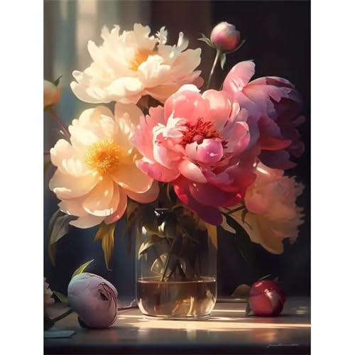 Puzzle 300 Teile Erwachsene,Frameless Rosa und weiße Pfingstrose Puzzles für Lernspiel Herausforderungsspielzeug 300 Teile Puzzles für Erwachsene Kinder Geschenk Moderne Wohnkultur von Zuooyi