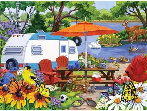 Puzzle 300 Teile Erwachsene,Frameless Urlaub am Seeufer Puzzles für Lernspiel Herausforderungsspielzeug 300 Teile Puzzles für Erwachsene Kinder Geschenk Moderne Wohnkultur von Zuooyi