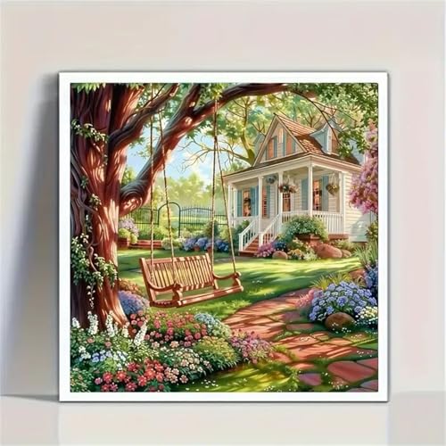Puzzle 300 Teile für Erwachsene Frühling Gartenschaukel,35x35cm Klassisches Puzzles Lernspiel für Erwachsene,Bunte Kunstwerk Puzzle,Wunderschönes Dekoration Puzzles Geschenke von Zuooyi