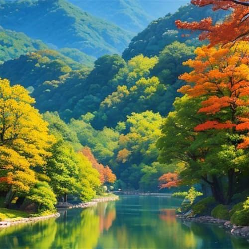 Puzzle 300 Teile für Erwachsene Gebirgsfluss-Landschaft,35x35cm Klassisches Puzzles Lernspiel für Erwachsene,Bunte Kunstwerk Puzzle,Wunderschönes Dekoration Puzzles Geschenke von Zuooyi