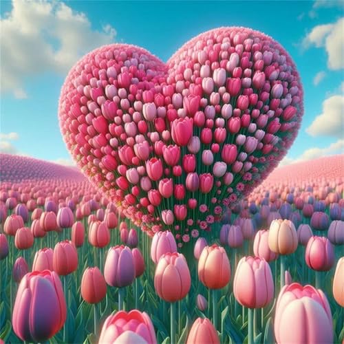 Puzzle 300 Teile für Erwachsene Herzförmige Tulpe,35x35cm Klassisches Puzzles Lernspiel für Erwachsene,Bunte Kunstwerk Puzzle,Wunderschönes Dekoration Puzzles Geschenke von Zuooyi