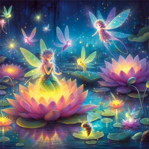 Puzzle 300 Teile für Erwachsene Lotus-Feenteich,35x35cm Klassisches Puzzles Lernspiel für Erwachsene,Bunte Kunstwerk Puzzle,Wunderschönes Dekoration Puzzles Geschenke von Zuooyi