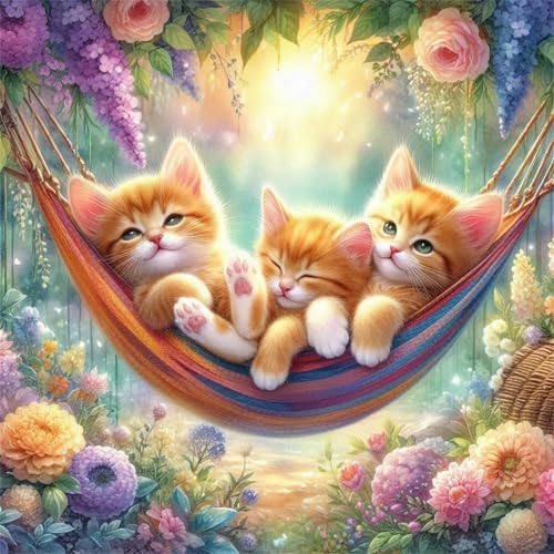 Puzzle 300 Teile für Erwachsene Schaukel Katzengarten,35x35cm Klassisches Puzzles Lernspiel für Erwachsene,Bunte Kunstwerk Puzzle,Wunderschönes Dekoration Puzzles Geschenke von Zuooyi