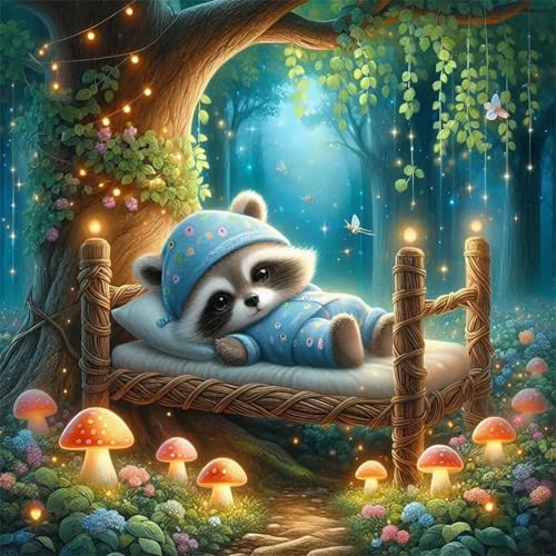 Puzzle 300 Teile für Erwachsene Waldpilz Waschbär,35x35cm Klassisches Puzzles Lernspiel für Erwachsene,Bunte Kunstwerk Puzzle,Wunderschönes Dekoration Puzzles Geschenke von Zuooyi