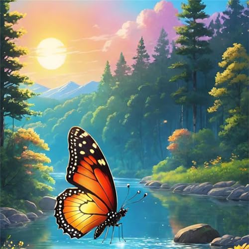 Puzzle 300 Teile für Erwachsene Woods Schmetterlingsbach,35x35cm Klassisches Puzzles Lernspiel für Erwachsene,Bunte Kunstwerk Puzzle,Wunderschönes Dekoration Puzzles Geschenke von Zuooyi