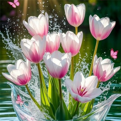 Puzzle 35 Teile Erwachsene 28x28cm Rosa Tulpen,Jigsaw Puzzle Erwachsene 35 Teile Lernspiel Herausforderung Spielzeug,High Difficulty Impossible Puzzles für Home Dekoration von Zuooyi