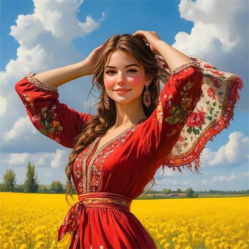 Puzzle 35 Teile Erwachsene 28x28cm Rotes Kleid Schönheit,Jigsaw Puzzle Erwachsene 35 Teile Lernspiel Herausforderung Spielzeug,High Difficulty Impossible Puzzles für Home Dekoration von Zuooyi