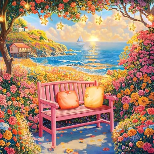 Puzzle 35 Teile Erwachsene 28x28cm Strandblumen-Stuhl,Jigsaw Puzzle Erwachsene 35 Teile Lernspiel Herausforderung Spielzeug,High Difficulty Impossible Puzzles für Home Dekoration von Zuooyi