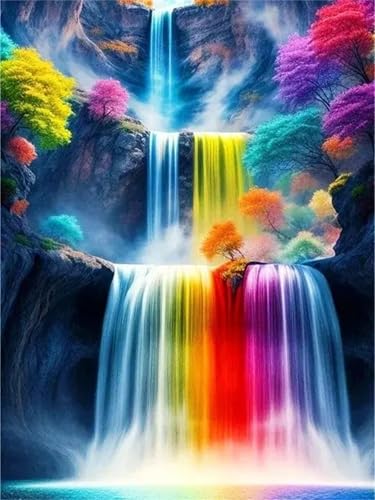 Puzzle 500 Teile Erwachsene,Frameless Bunte Wasserfälle Puzzles für Lernspiel Herausforderungsspielzeug 500 Teile Puzzles für Erwachsene Kinder Geschenk Moderne Wohnkultur von Zuooyi