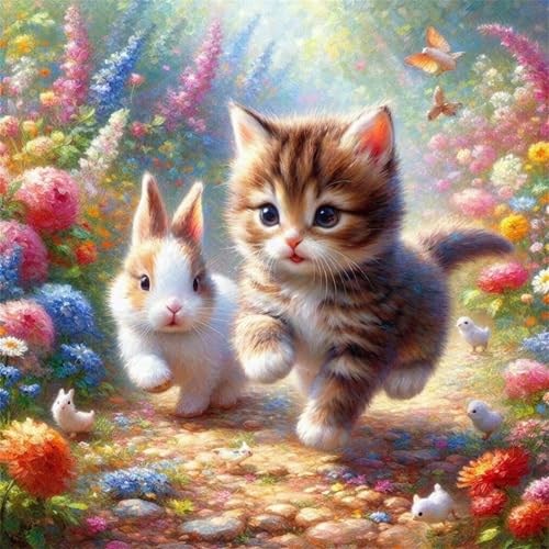 Puzzle 500 Teile Erwachsene 45x45cm Flauschige Katze Kaninchen,Jigsaw Puzzle Erwachsene 500 Teile Lernspiel Herausforderung Spielzeug,High Difficulty Impossible Puzzles für Home Dekoration von Zuooyi
