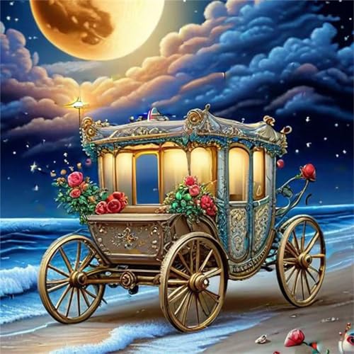 Puzzle 500 Teile Erwachsene 45x45cm Moon Beach Kutsche,Jigsaw Puzzle Erwachsene 500 Teile Lernspiel Herausforderung Spielzeug,High Difficulty Impossible Puzzles für Home Dekoration von Zuooyi